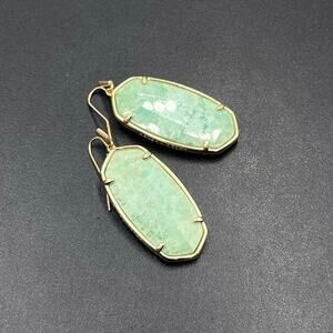 Kendra Scott Elle 14k Gold Plated Sea Green Chrysocolla Drop Earrings